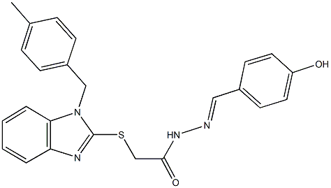 N'-(4-hydroxybenzylidene)-2-{[1-(4-methylbenzyl)-1H-benzimidazol-2-yl]sulfanyl}acetohydrazide Struktur