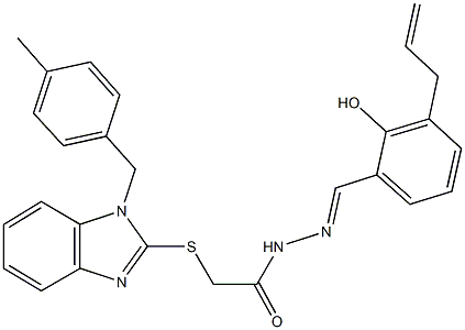 N'-(3-allyl-2-hydroxybenzylidene)-2-{[1-(4-methylbenzyl)-1H-benzimidazol-2-yl]sulfanyl}acetohydrazide Struktur