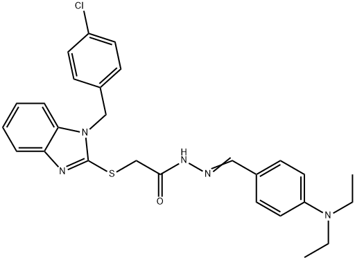 2-{[1-(4-chlorobenzyl)-1H-benzimidazol-2-yl]sulfanyl}-N'-[4-(diethylamino)benzylidene]acetohydrazide Struktur