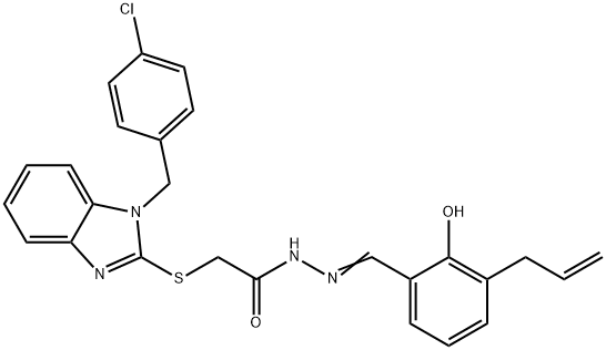 N'-(3-allyl-2-hydroxybenzylidene)-2-{[1-(4-chlorobenzyl)-1H-benzimidazol-2-yl]sulfanyl}acetohydrazide Struktur