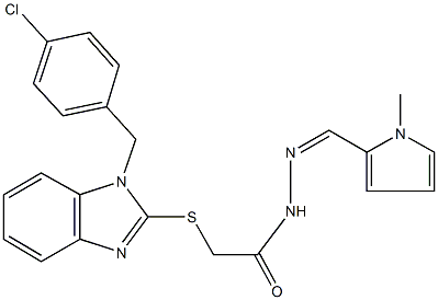 2-{[1-(4-chlorobenzyl)-1H-benzimidazol-2-yl]sulfanyl}-N'-[(1-methyl-1H-pyrrol-2-yl)methylene]acetohydrazide Struktur