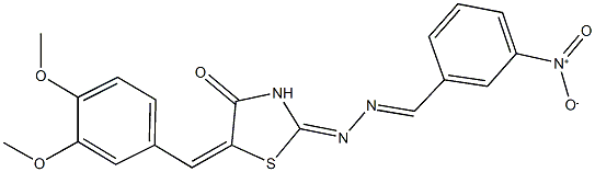 3-nitrobenzaldehyde [5-(3,4-dimethoxybenzylidene)-4-oxo-1,3-thiazolidin-2-ylidene]hydrazone Struktur