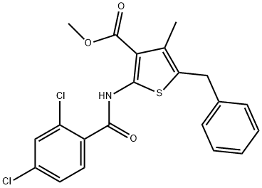 methyl 5-benzyl-2-[(2,4-dichlorobenzoyl)amino]-4-methyl-3-thiophenecarboxylate Struktur