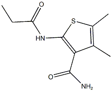 4,5-dimethyl-2-(propionylamino)-3-thiophenecarboxamide Struktur