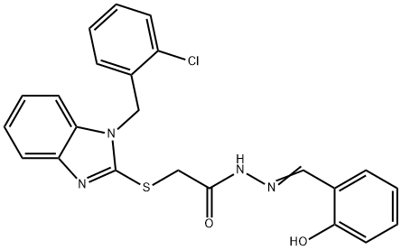 2-{[1-(2-chlorobenzyl)-1H-benzimidazol-2-yl]sulfanyl}-N'-(2-hydroxybenzylidene)acetohydrazide Struktur