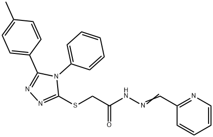 2-{[5-(4-methylphenyl)-4-phenyl-4H-1,2,4-triazol-3-yl]sulfanyl}-N'-(2-pyridinylmethylene)acetohydrazide Struktur