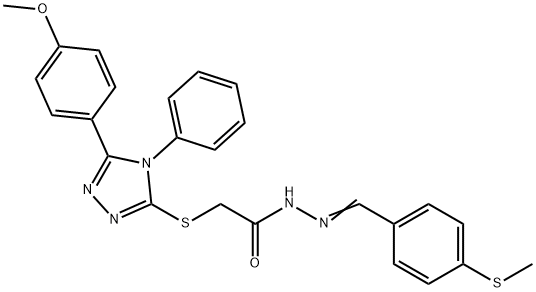 2-{[5-(4-methoxyphenyl)-4-phenyl-4H-1,2,4-triazol-3-yl]sulfanyl}-N'-[4-(methylsulfanyl)benzylidene]acetohydrazide Struktur