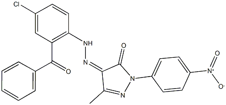 1-{4-nitrophenyl}-3-methyl-1H-pyrazole-4,5-dione 4-[(2-benzoyl-4-chlorophenyl)hydrazone] Struktur