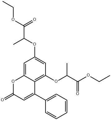 ethyl 2-{[5-(2-ethoxy-1-methyl-2-oxoethoxy)-2-oxo-4-phenyl-2H-chromen-7-yl]oxy}propanoate Struktur