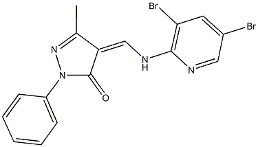 4-{[(3,5-dibromo-2-pyridinyl)amino]methylene}-5-methyl-2-phenyl-2,4-dihydro-3H-pyrazol-3-one Struktur