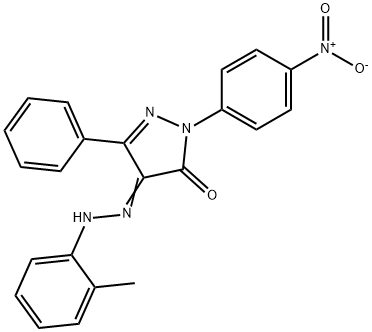 1-{4-nitrophenyl}-3-phenyl-1H-pyrazole-4,5-dione 4-[(2-methylphenyl)hydrazone] Struktur