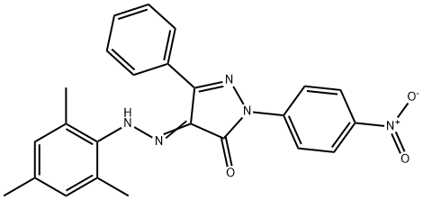 1-{4-nitrophenyl}-3-phenyl-1H-pyrazole-4,5-dione 4-(mesitylhydrazone) Struktur