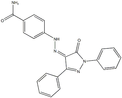 4-[2-(5-oxo-1,3-diphenyl-1,5-dihydro-4H-pyrazol-4-ylidene)hydrazino]benzamide Struktur