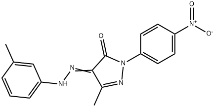 1-{4-nitrophenyl}-3-methyl-1H-pyrazole-4,5-dione 4-[(3-methylphenyl)hydrazone] Struktur