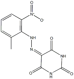 2,4,5,6(1H,3H)-pyrimidinetetrone 5-({2-nitro-6-methylphenyl}hydrazone) Struktur