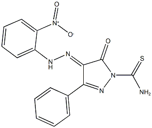 4-({2-nitrophenyl}hydrazono)-5-oxo-3-phenyl-4,5-dihydro-1H-pyrazole-1-carbothioamide Struktur