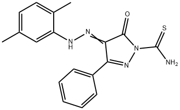 4-[(2,5-dimethylphenyl)hydrazono]-5-oxo-3-phenyl-4,5-dihydro-1H-pyrazole-1-carbothioamide Struktur