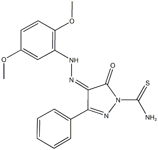 4-[(2,5-dimethoxyphenyl)hydrazono]-5-oxo-3-phenyl-4,5-dihydro-1H-pyrazole-1-carbothioamide Struktur