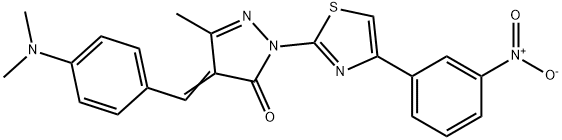 4-[4-(dimethylamino)benzylidene]-2-(4-{3-nitrophenyl}-1,3-thiazol-2-yl)-5-methyl-2,4-dihydro-3H-pyrazol-3-one Struktur