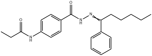 N-(4-{[2-(1-phenylhexylidene)hydrazino]carbonyl}phenyl)propanamide Struktur