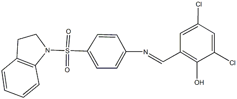 2,4-dichloro-6-({[4-(2,3-dihydro-1H-indol-1-ylsulfonyl)phenyl]imino}methyl)phenol Struktur