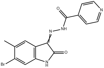 N'-(6-bromo-5-methyl-2-oxo-1,2-dihydro-3H-indol-3-ylidene)isonicotinohydrazide Struktur