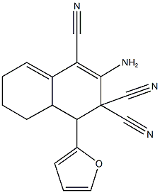 2-amino-4-(2-furyl)-4a,5,6,7-tetrahydro-1,3,3(4H)-naphthalenetricarbonitrile Struktur