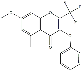 7-methoxy-5-methyl-3-phenoxy-2-(trifluoromethyl)-4H-chromen-4-one Struktur