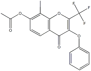 8-methyl-4-oxo-3-(phenyloxy)-2-(trifluoromethyl)-4H-chromen-7-yl acetate Structure