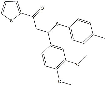 3-(3,4-dimethoxyphenyl)-3-[(4-methylphenyl)sulfanyl]-1-(2-thienyl)-1-propanone Struktur