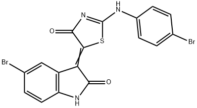 5-bromo-3-{2-[(4-bromophenyl)imino]-4-oxo-1,3-thiazolidin-5-ylidene}-1,3-dihydro-2H-indol-2-one Struktur