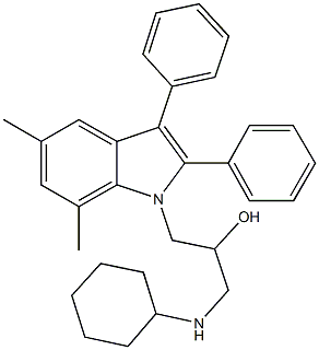 1-(cyclohexylamino)-3-(5,7-dimethyl-2,3-diphenyl-1H-indol-1-yl)-2-propanol Struktur