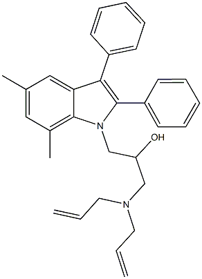 1-(diallylamino)-3-(5,7-dimethyl-2,3-diphenyl-1H-indol-1-yl)-2-propanol Struktur