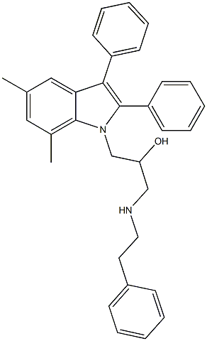 1-(5,7-dimethyl-2,3-diphenyl-1H-indol-1-yl)-3-[(2-phenylethyl)amino]-2-propanol Struktur