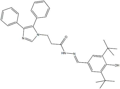 N'-(3,5-ditert-butyl-4-hydroxybenzylidene)-3-(4,5-diphenyl-1H-imidazol-1-yl)propanohydrazide Struktur