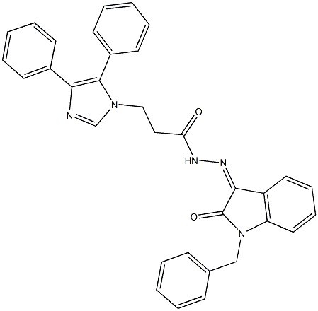 N'-(1-benzyl-2-oxo-1,2-dihydro-3H-indol-3-ylidene)-3-(4,5-diphenyl-1H-imidazol-1-yl)propanohydrazide Struktur