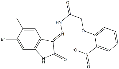 N'-(6-bromo-5-methyl-2-oxo-1,2-dihydro-3H-indol-3-ylidene)-2-{2-nitrophenoxy}acetohydrazide Struktur