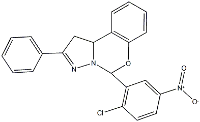 5-{2-chloro-5-nitrophenyl}-2-phenyl-1,10b-dihydropyrazolo[1,5-c][1,3]benzoxazine Struktur