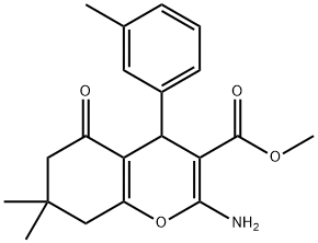 methyl 2-amino-7,7-dimethyl-4-(3-methylphenyl)-5-oxo-5,6,7,8-tetrahydro-4H-chromene-3-carboxylate Struktur