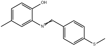 4-methyl-2-{[4-(methylsulfanyl)benzylidene]amino}phenol Struktur