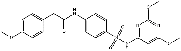 N-(4-{[(2,6-dimethoxy-4-pyrimidinyl)amino]sulfonyl}phenyl)-2-(4-methoxyphenyl)acetamide Struktur