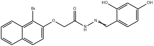 2-[(1-bromo-2-naphthyl)oxy]-N'-(2,4-dihydroxybenzylidene)acetohydrazide Struktur