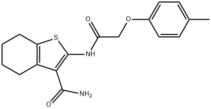 2-{[(4-methylphenoxy)acetyl]amino}-4,5,6,7-tetrahydro-1-benzothiophene-3-carboxamide Struktur