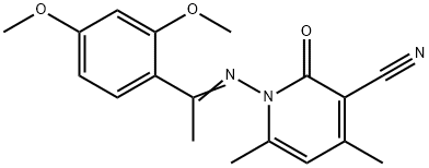 1-{[1-(2,4-dimethoxyphenyl)ethylidene]amino}-4,6-dimethyl-2-oxo-1,2-dihydro-3-pyridinecarbonitrile Struktur