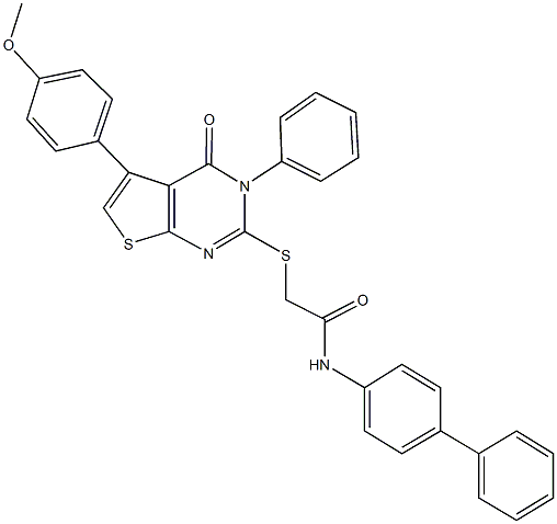 N-[1,1'-biphenyl]-4-yl-2-{[5-(4-methoxyphenyl)-4-oxo-3-phenyl-3,4-dihydrothieno[2,3-d]pyrimidin-2-yl]sulfanyl}acetamide Struktur