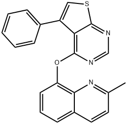 2-methyl-8-[(5-phenylthieno[2,3-d]pyrimidin-4-yl)oxy]quinoline Struktur