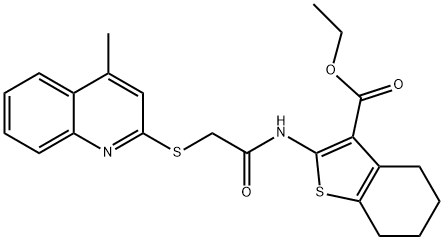 ethyl 2-({[(4-methyl-2-quinolinyl)sulfanyl]acetyl}amino)-4,5,6,7-tetrahydro-1-benzothiophene-3-carboxylate Struktur