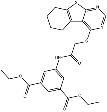 diethyl 5-{[(5,6,7,8-tetrahydro[1]benzothieno[2,3-d]pyrimidin-4-ylsulfanyl)acetyl]amino}isophthalate Struktur