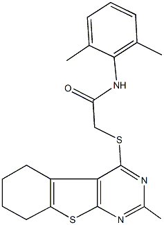 N-(2,6-dimethylphenyl)-2-[(2-methyl-5,6,7,8-tetrahydro[1]benzothieno[2,3-d]pyrimidin-4-yl)sulfanyl]acetamide Struktur