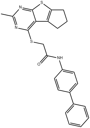 N-[1,1'-biphenyl]-4-yl-2-[(2-methyl-6,7-dihydro-5H-cyclopenta[4,5]thieno[2,3-d]pyrimidin-4-yl)sulfanyl]acetamide Struktur